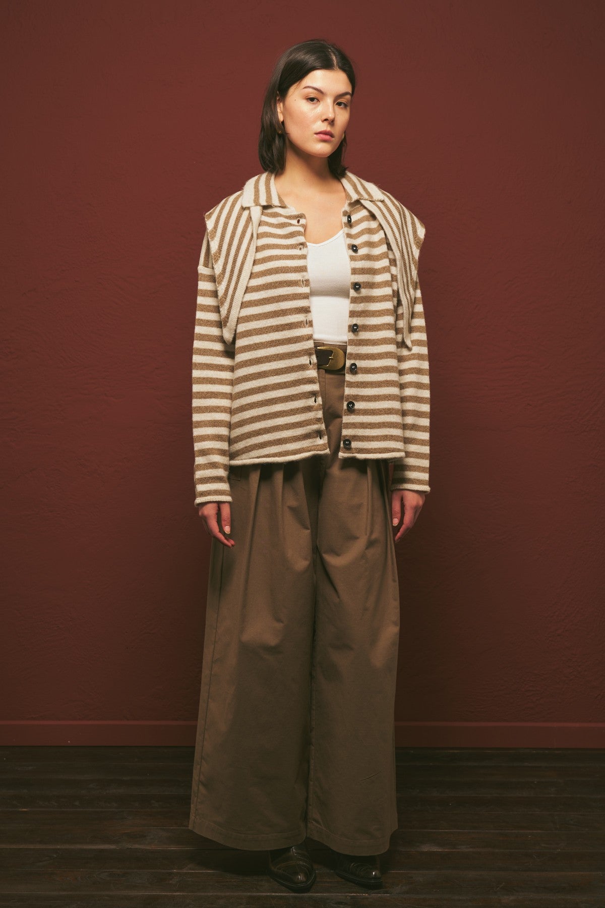 MANUKA | Striped Cardigan with Scarf Detail