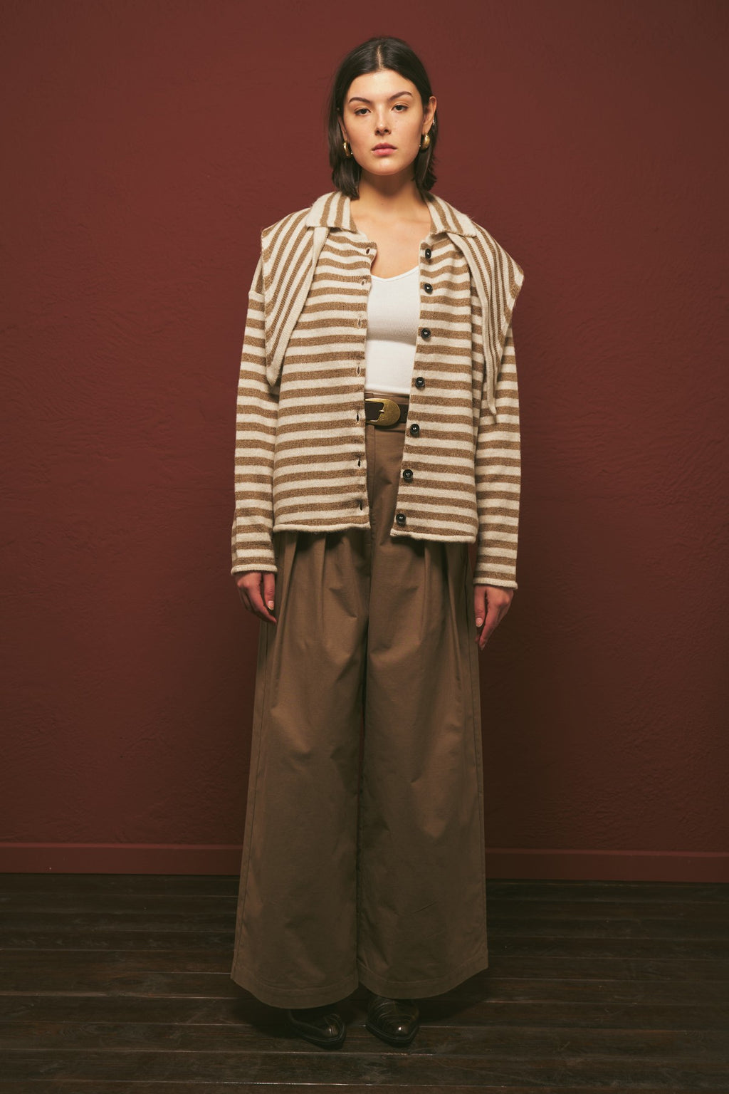 MANUKA | Striped Cardigan with Scarf Detail