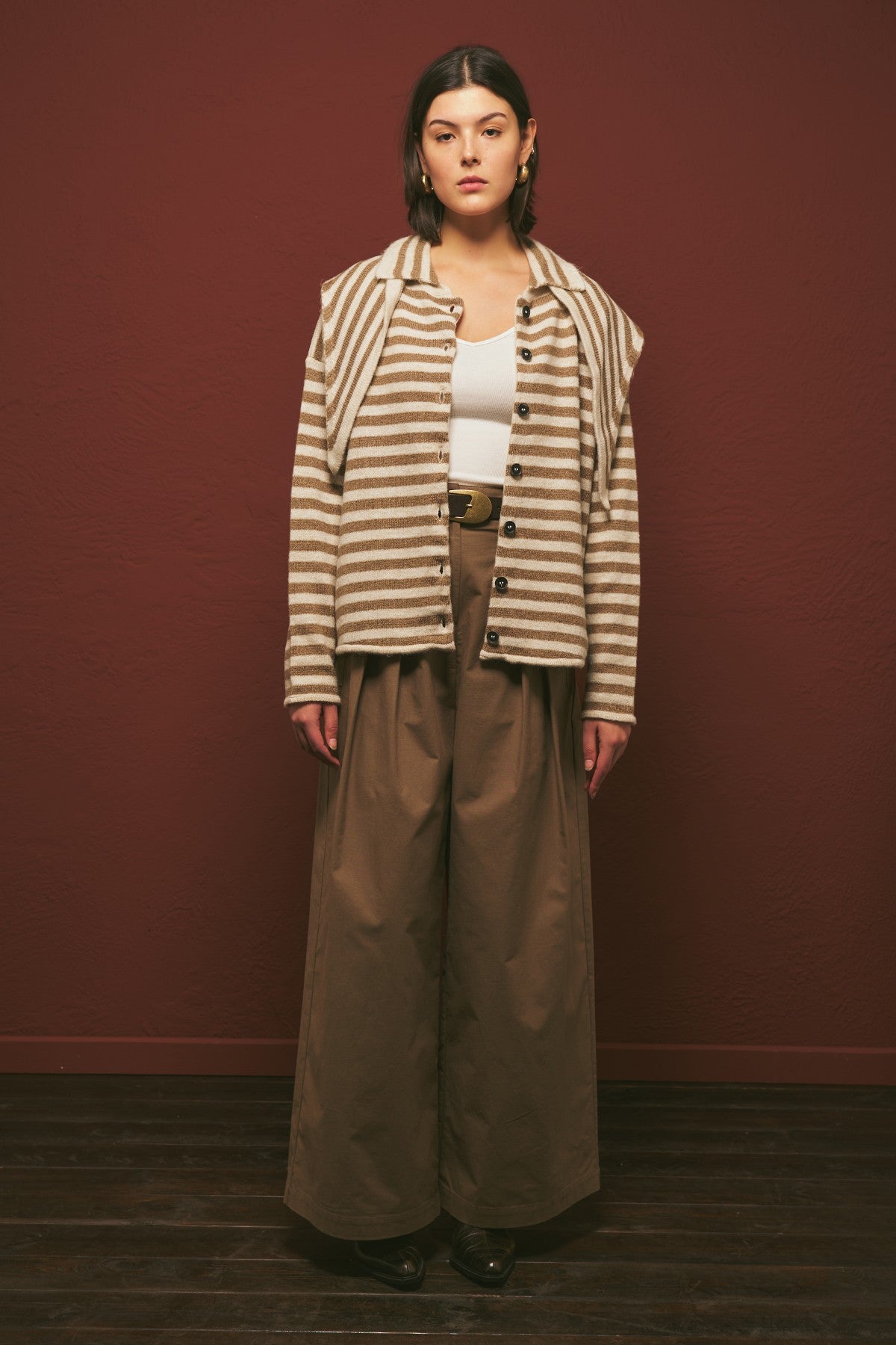 MANUKA | Striped Cardigan with Scarf Detail