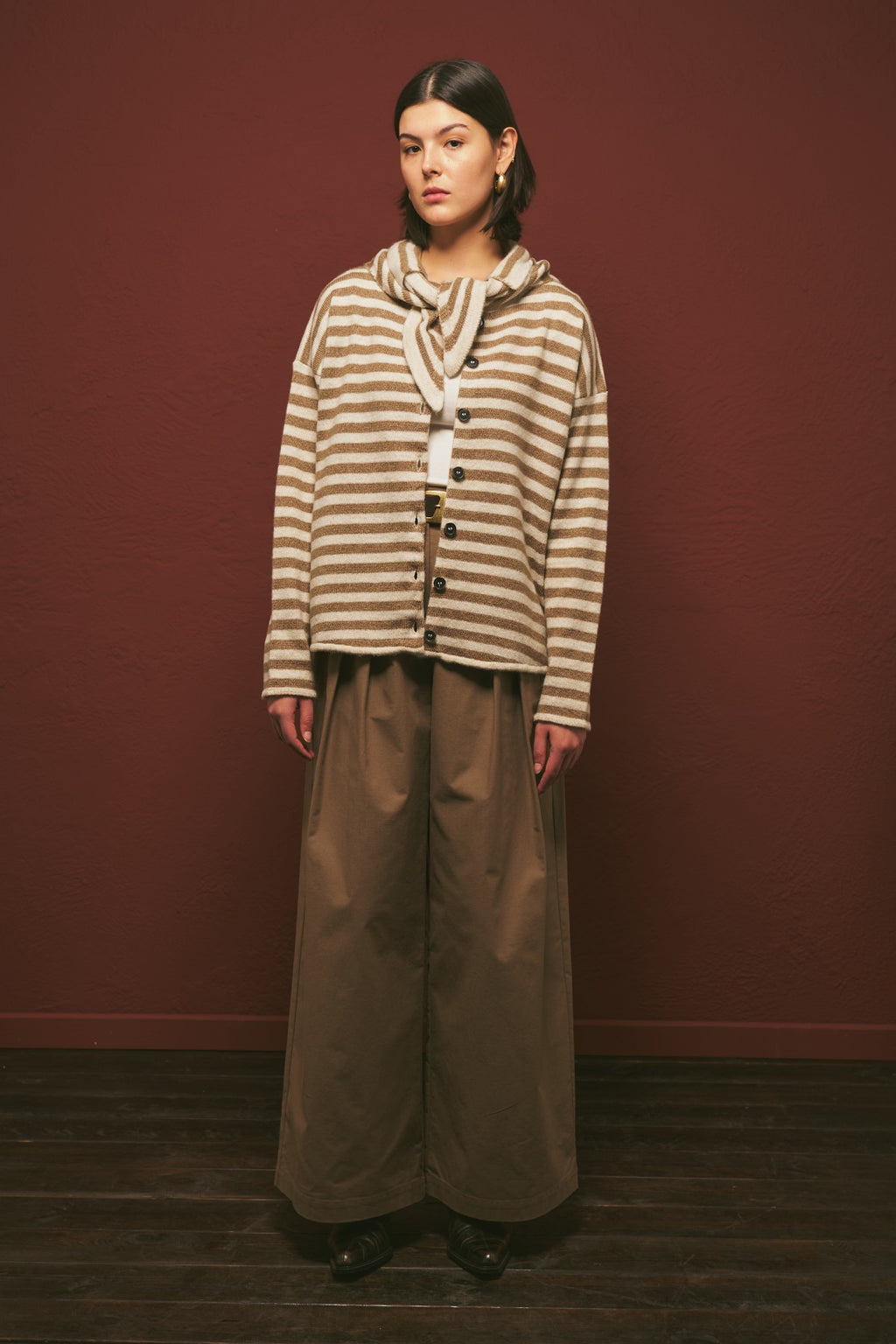MANUKA | Striped Cardigan with Scarf Detail