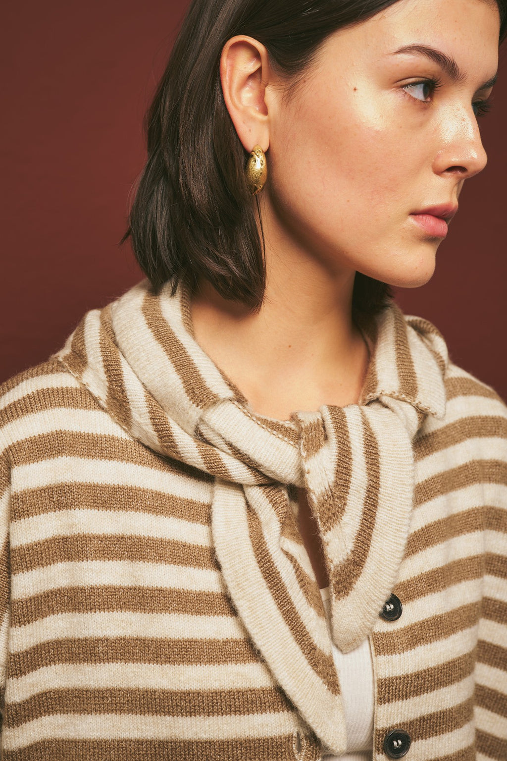 MANUKA | Striped Cardigan with Scarf Detail