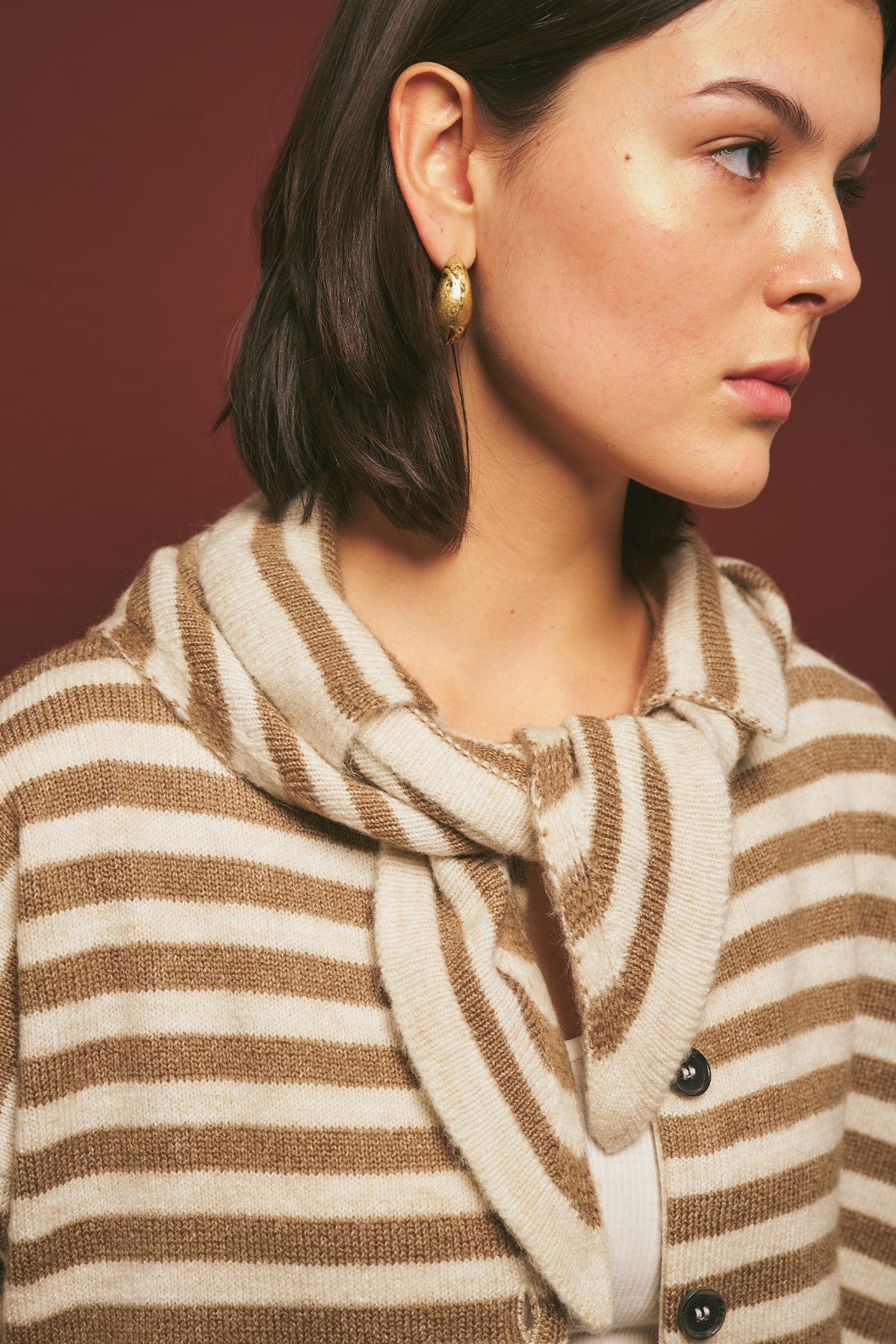 MANUKA | Striped Cardigan with Scarf Detail