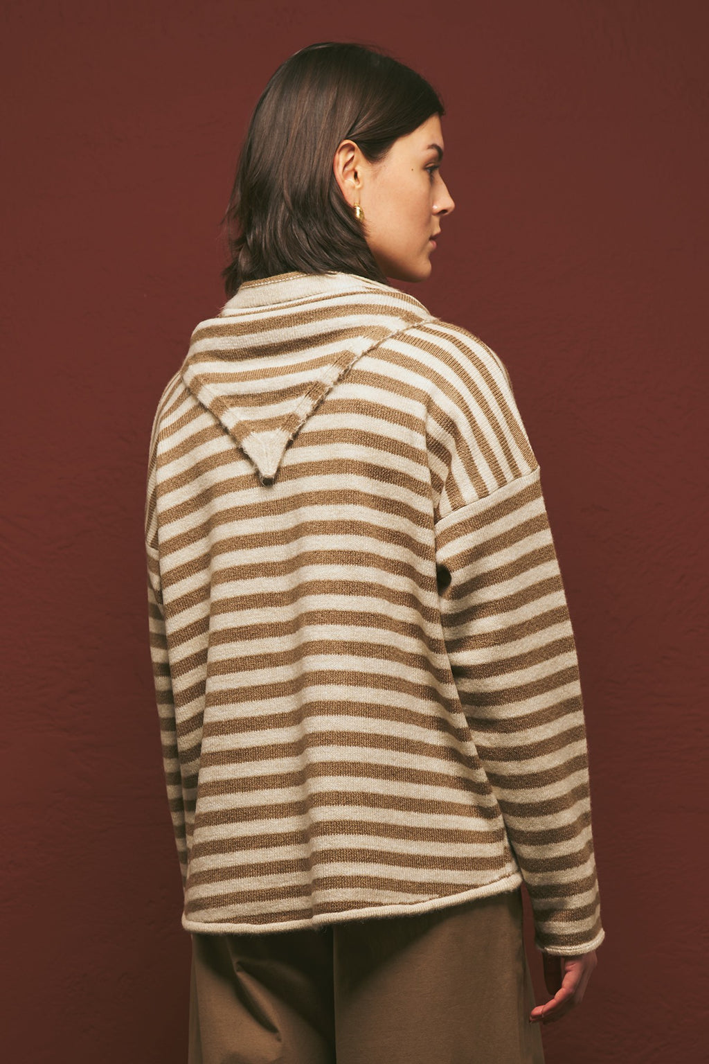 MANUKA | Striped Cardigan with Scarf Detail