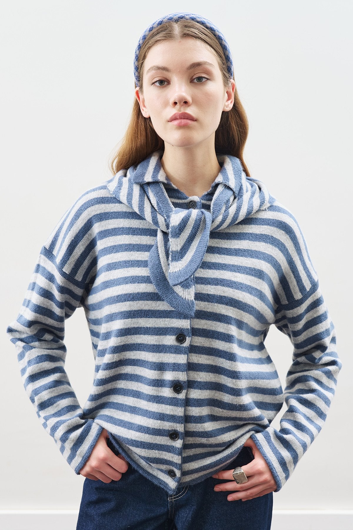 MANUKA | Striped Cardigan with Scarf Detail