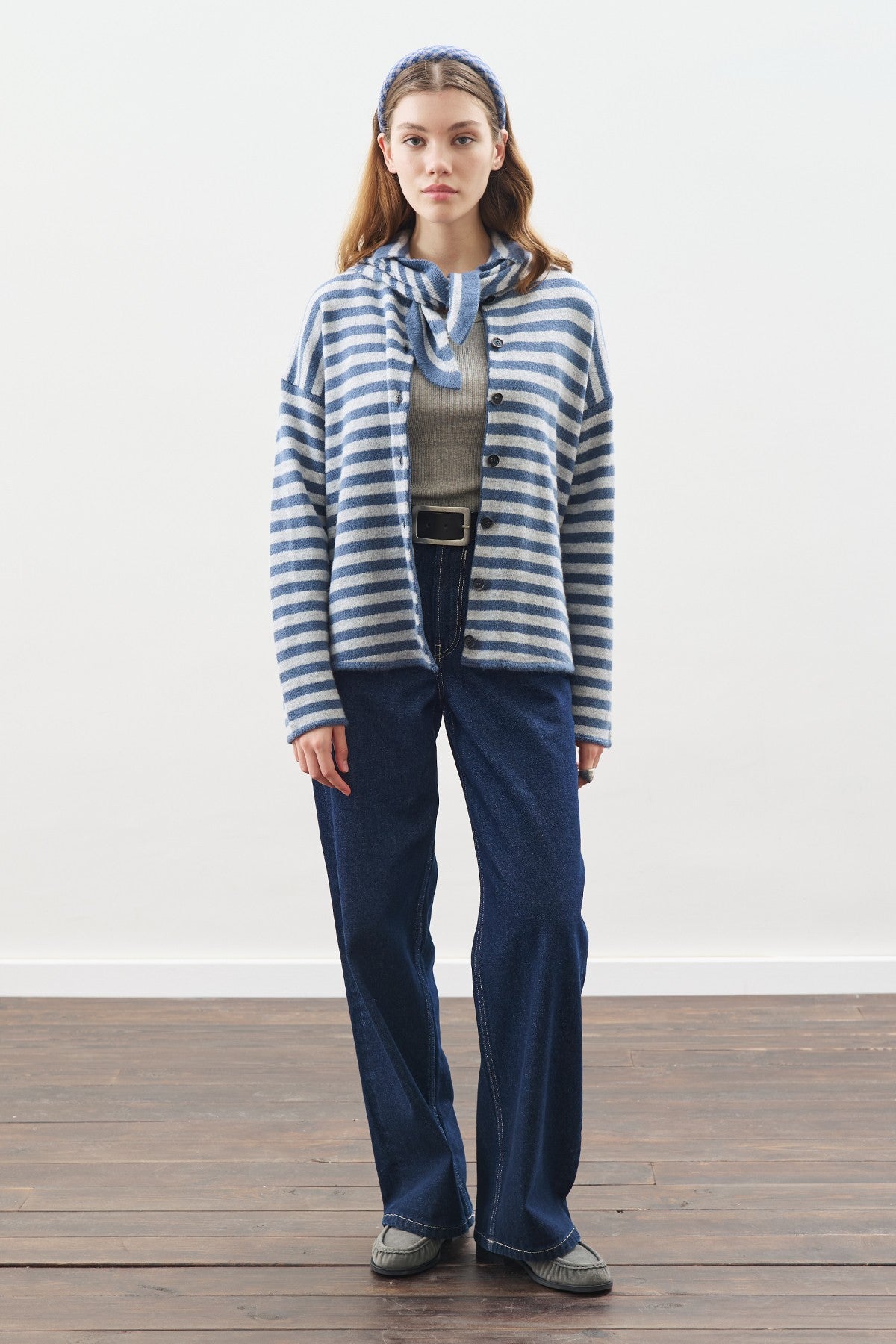 MANUKA | Striped Cardigan with Scarf Detail