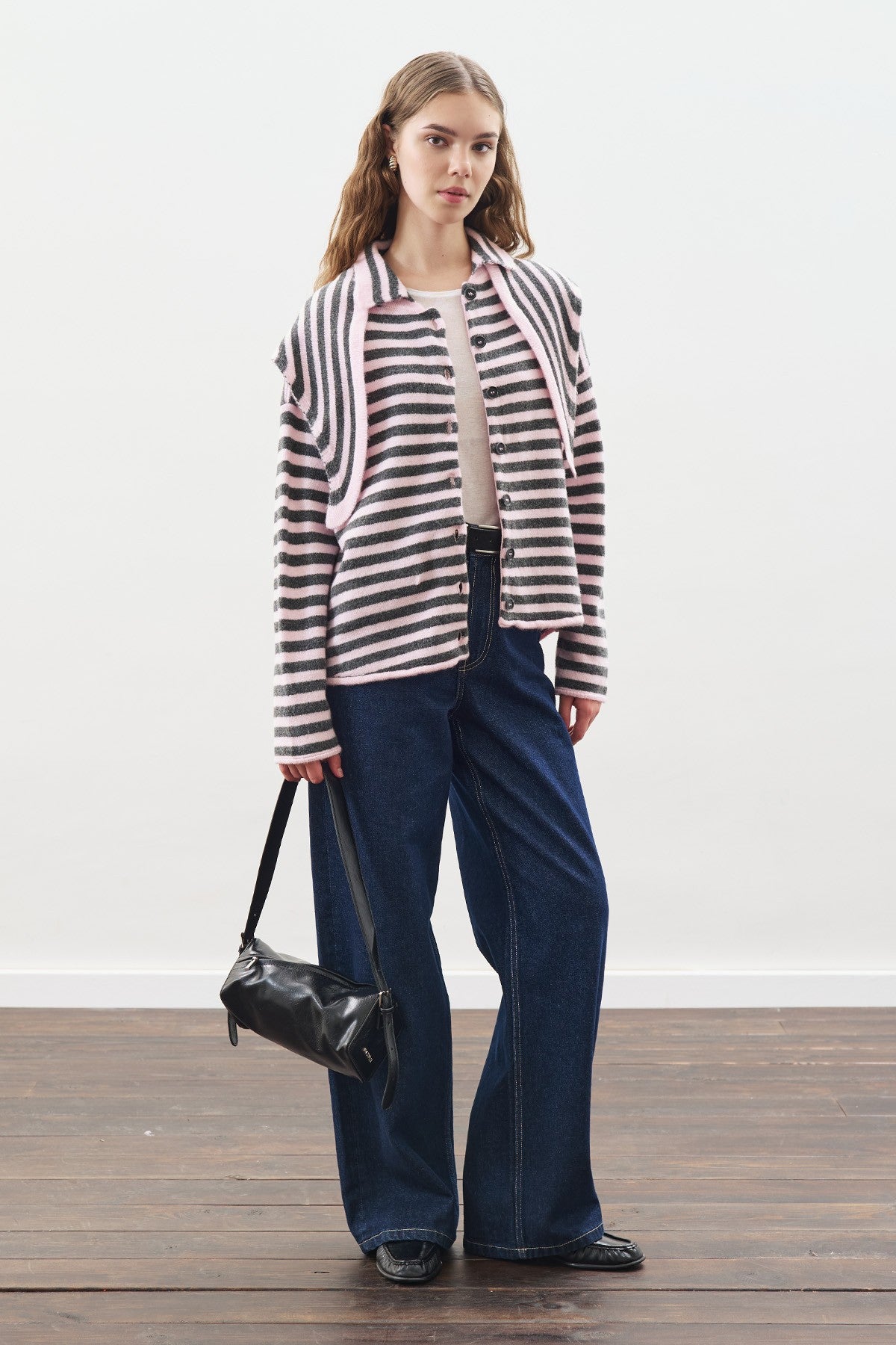 MANUKA | Striped Cardigan with Scarf Detail