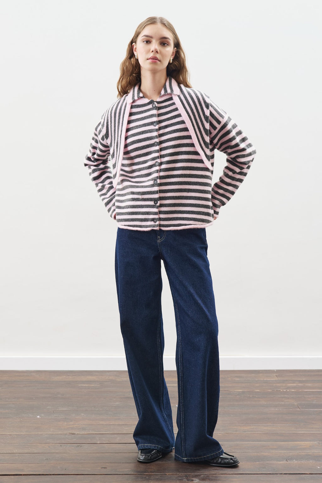 MANUKA | Striped Cardigan with Scarf Detail