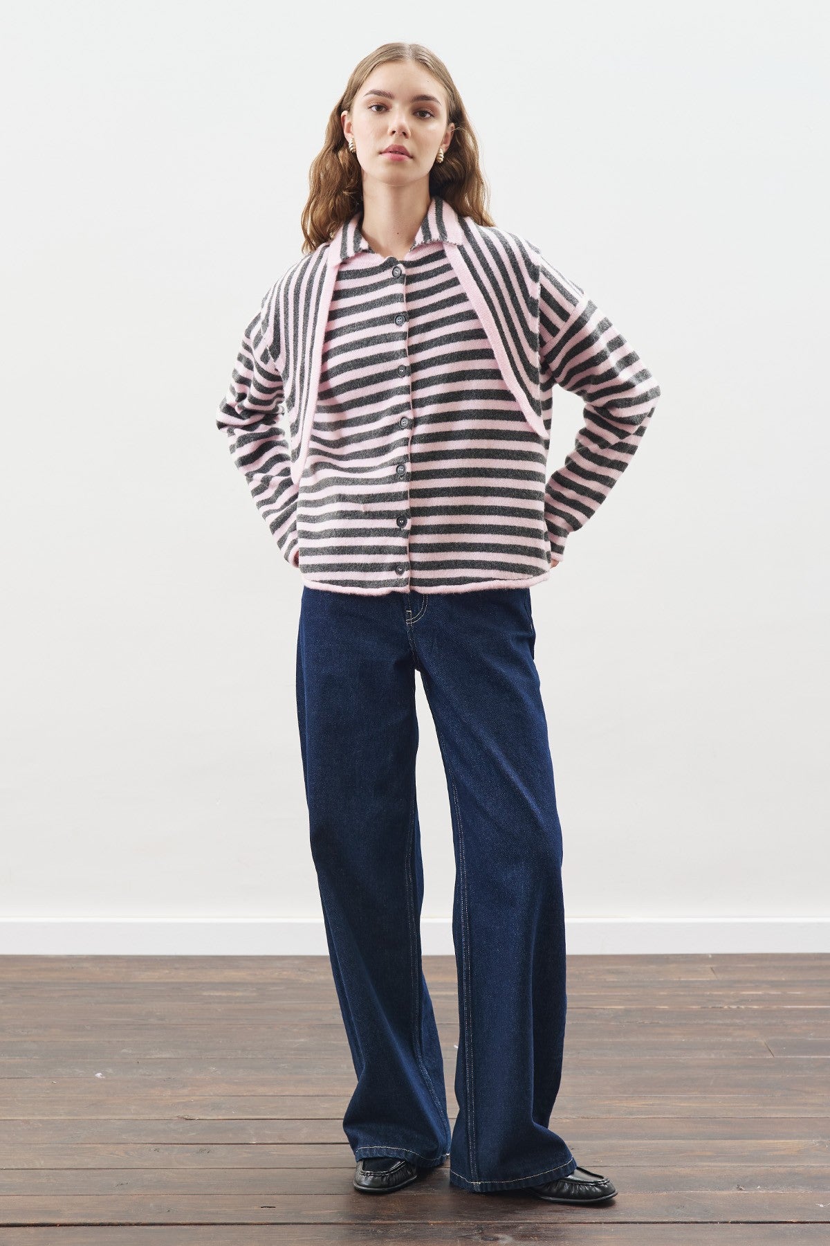 MANUKA | Striped Cardigan with Scarf Detail