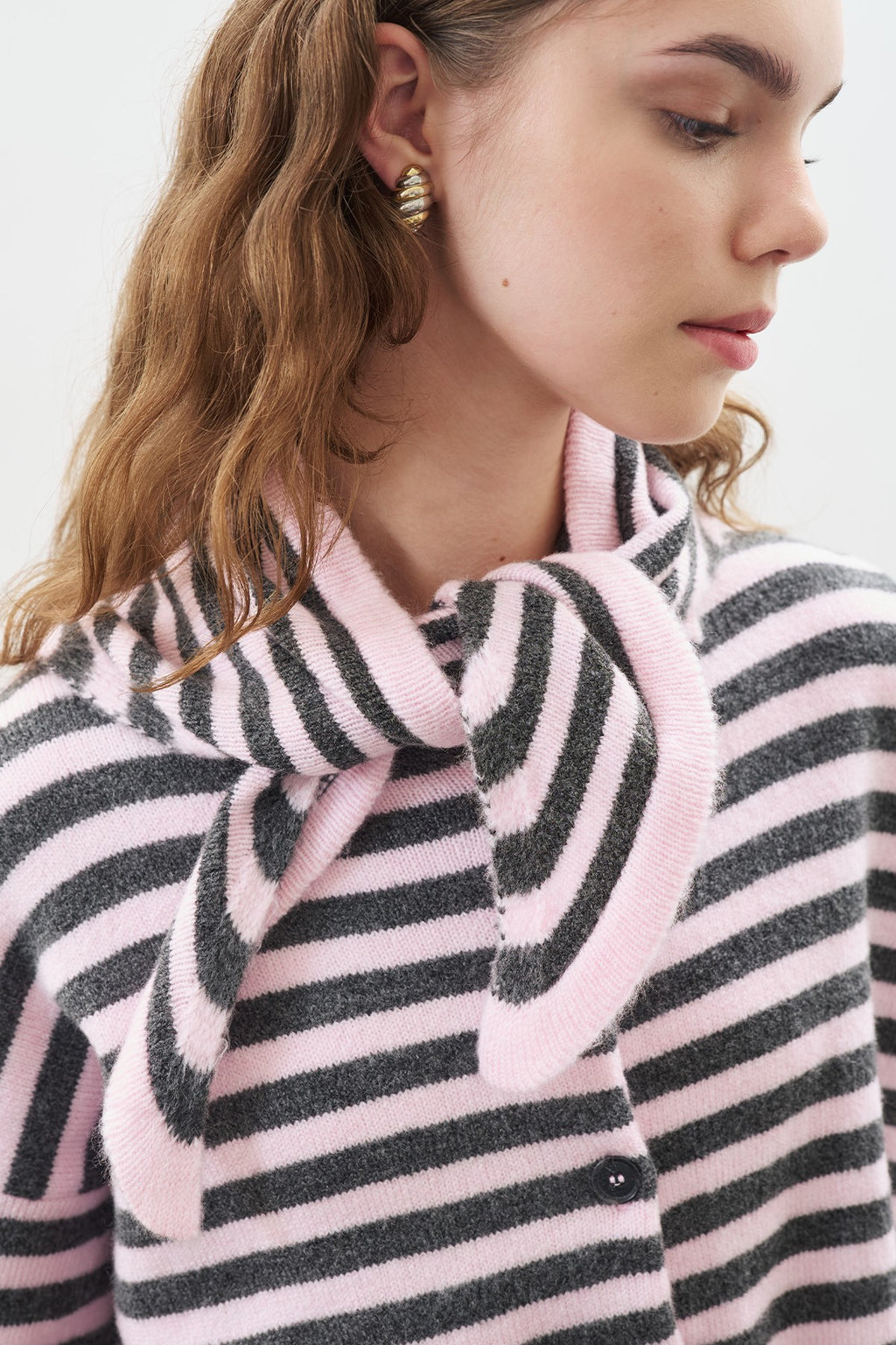 MANUKA | Striped Cardigan with Scarf Detail