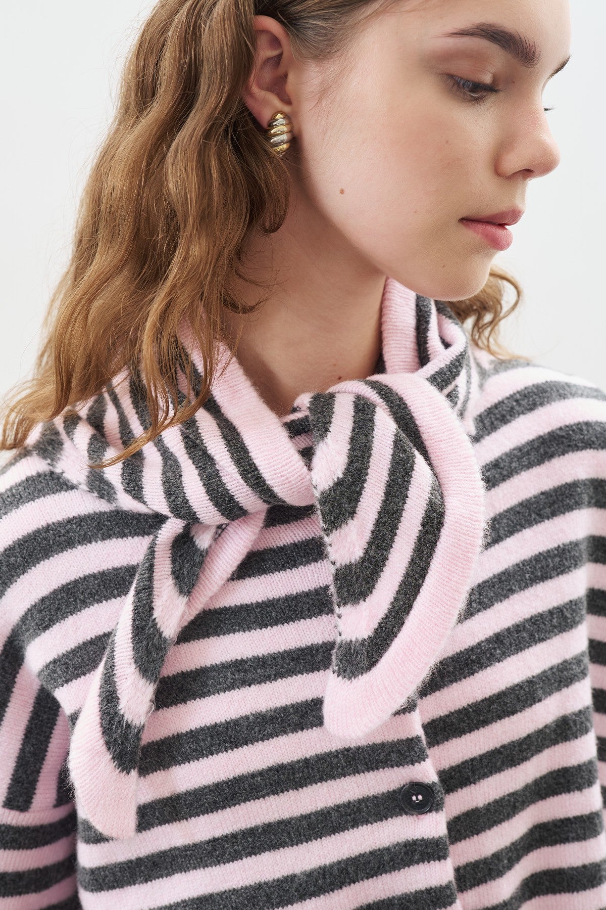 MANUKA | Striped Cardigan with Scarf Detail