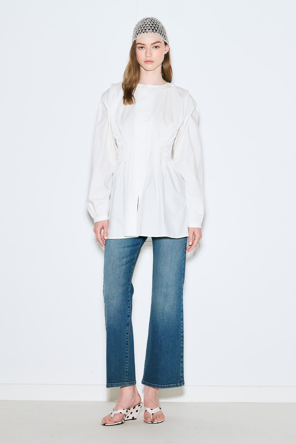 MANUKA | Pleat-Detail Waist Long-Sleeve Blouse