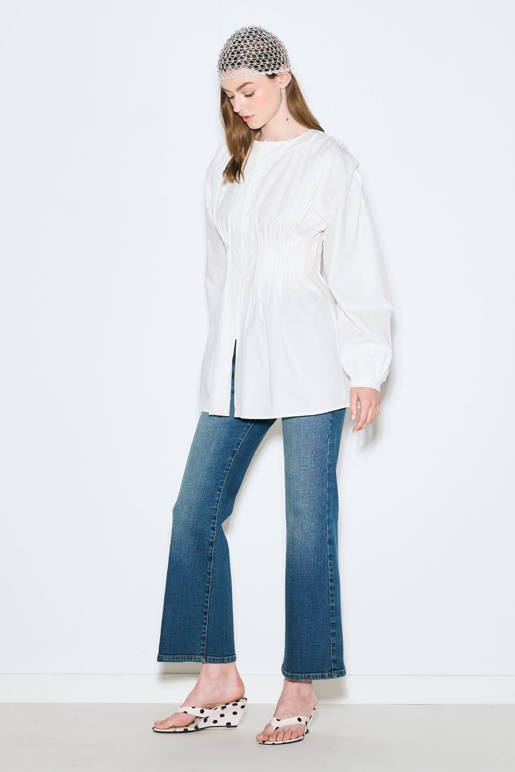 MANUKA | Pleat-Detail Waist Long-Sleeve Blouse