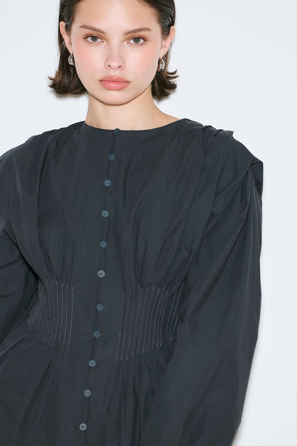MANUKA | Pleat-Detail Waist Long-Sleeve Blouse