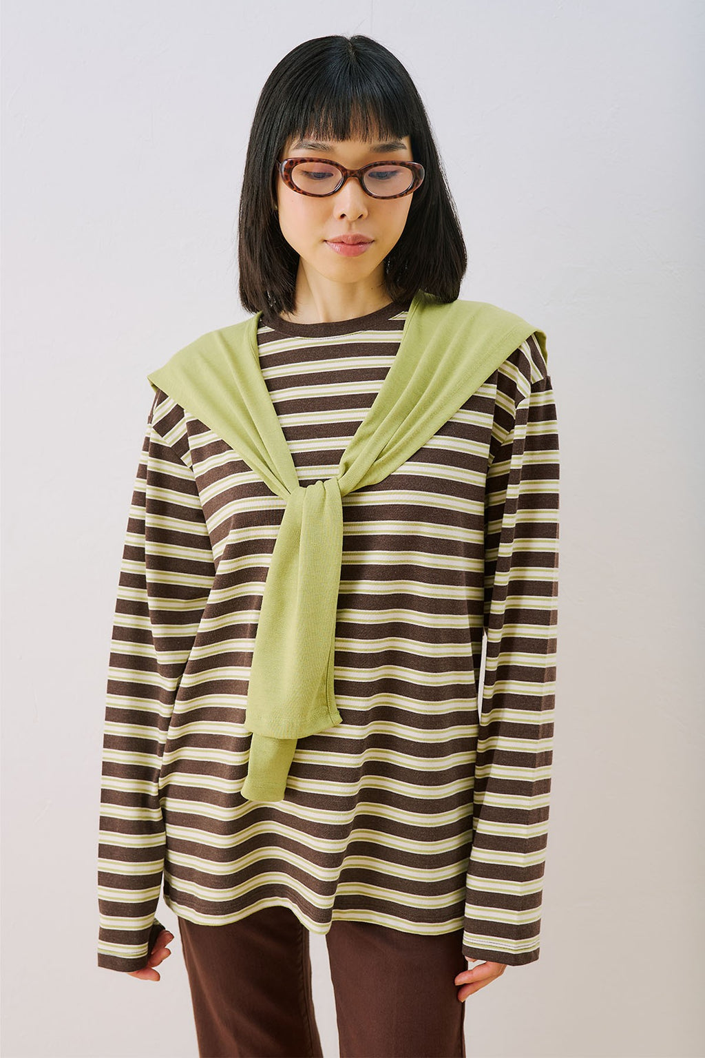 MANUKA | Striped Scarf Detail T-Shirt