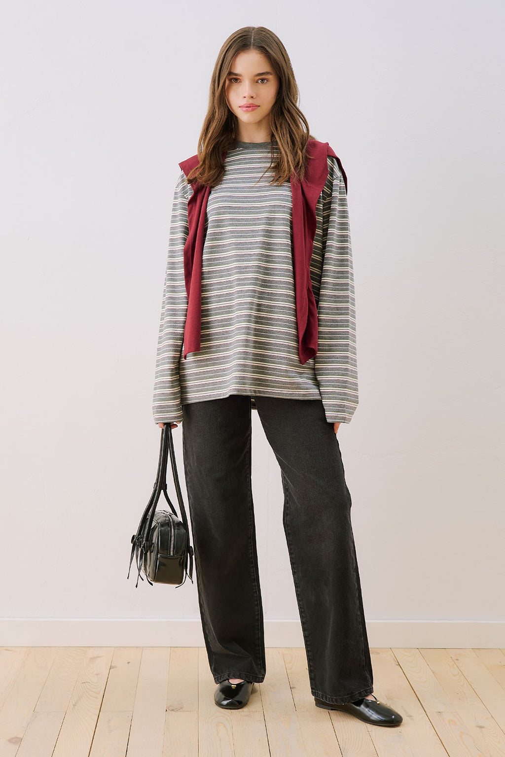 MANUKA | Striped Scarf Detail T-Shirt