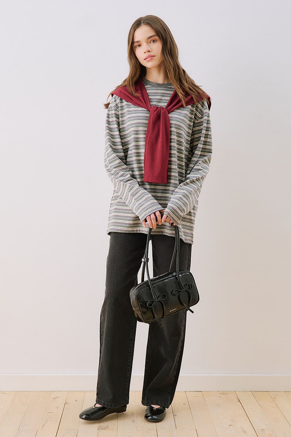 MANUKA | Striped Scarf Detail T-Shirt