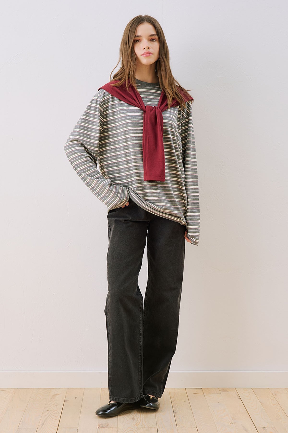 MANUKA | Striped Scarf Detail T-Shirt