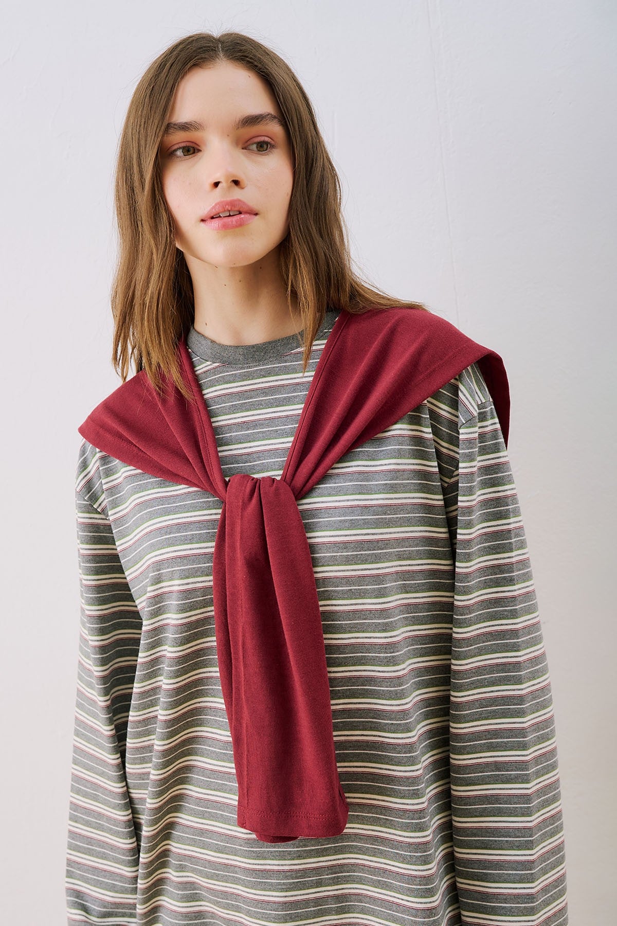 MANUKA | Striped Scarf Detail T-Shirt