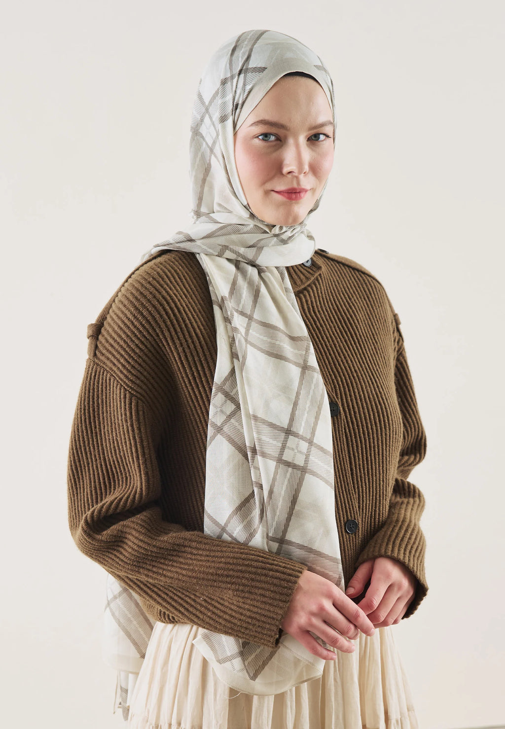 FRESH SCARFS | Plaid Patterned Ramie Scarf
