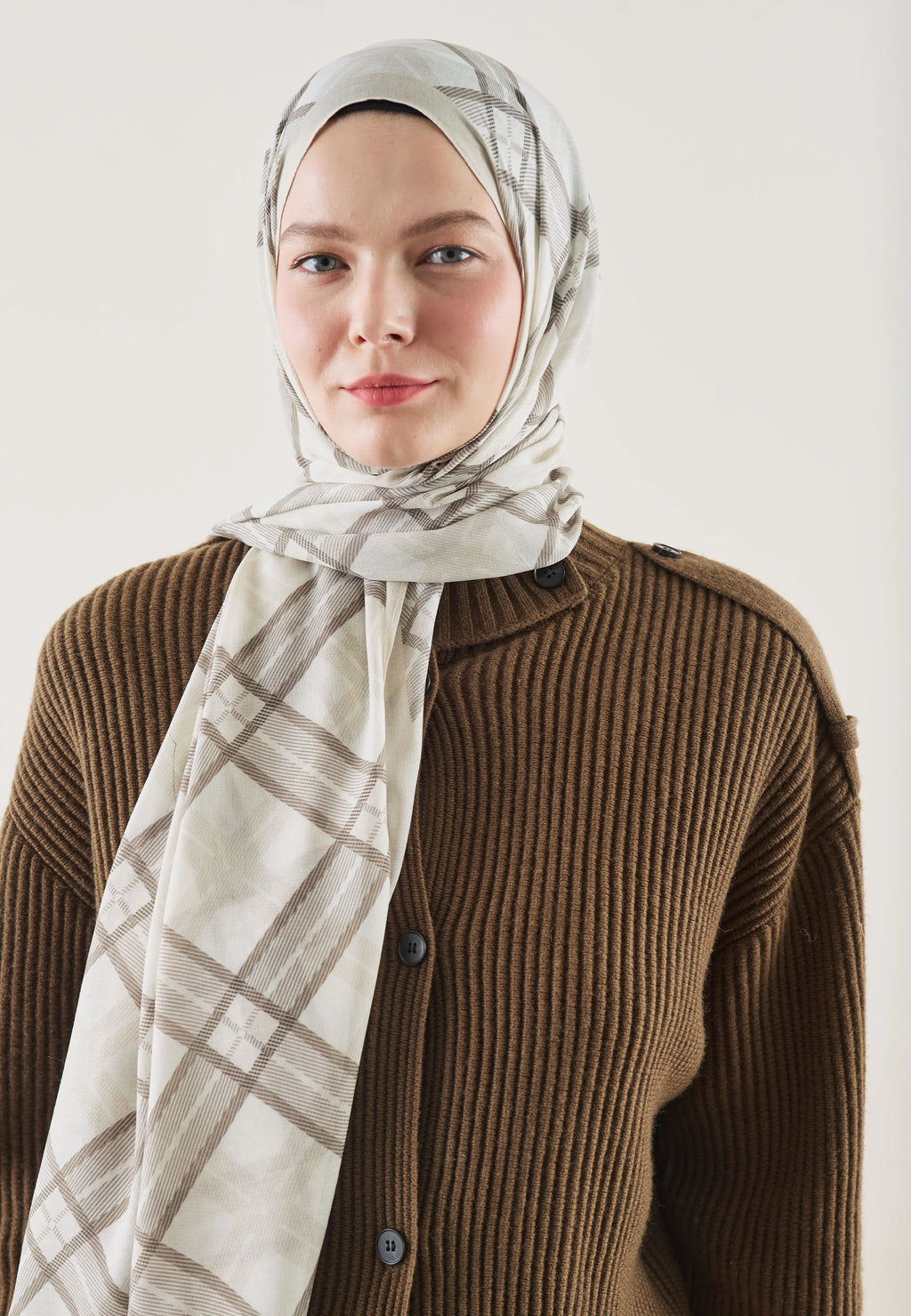 FRESH SCARFS | Plaid Patterned Ramie Scarf