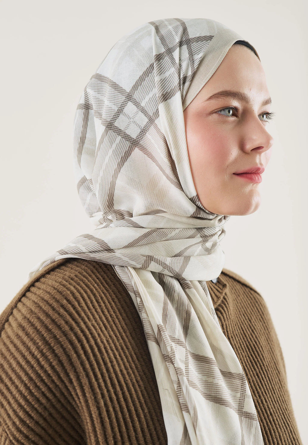 FRESH SCARFS | Plaid Patterned Ramie Scarf