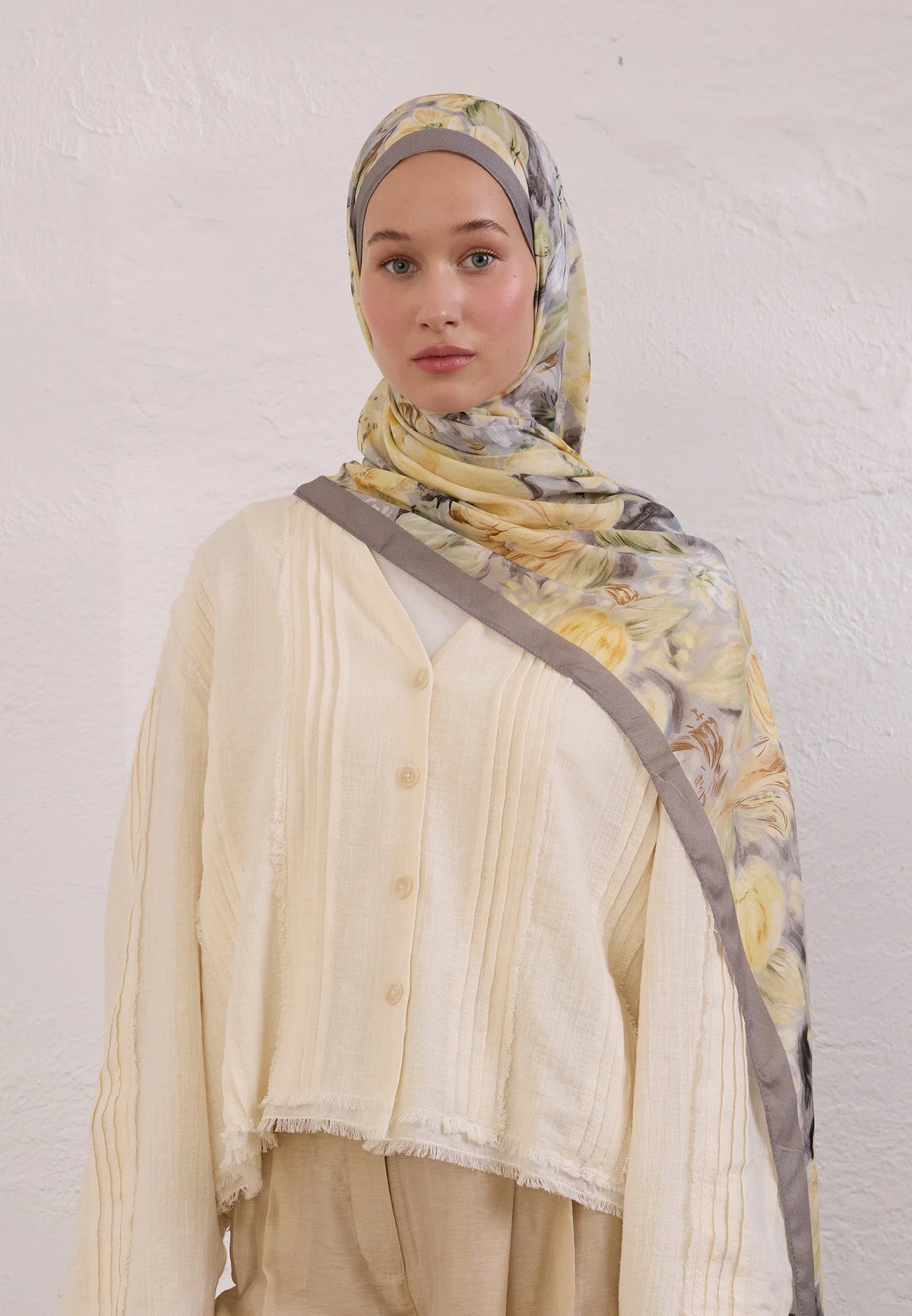 FRESH SCARFS | Pure Flora Pattern Ramie Scarf