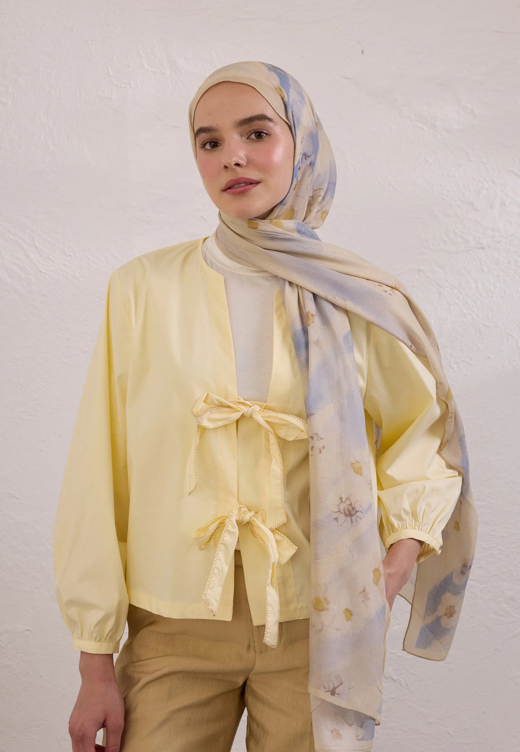 FRESH SCARFS | Soft Daisy Patterned Ramie Scarf