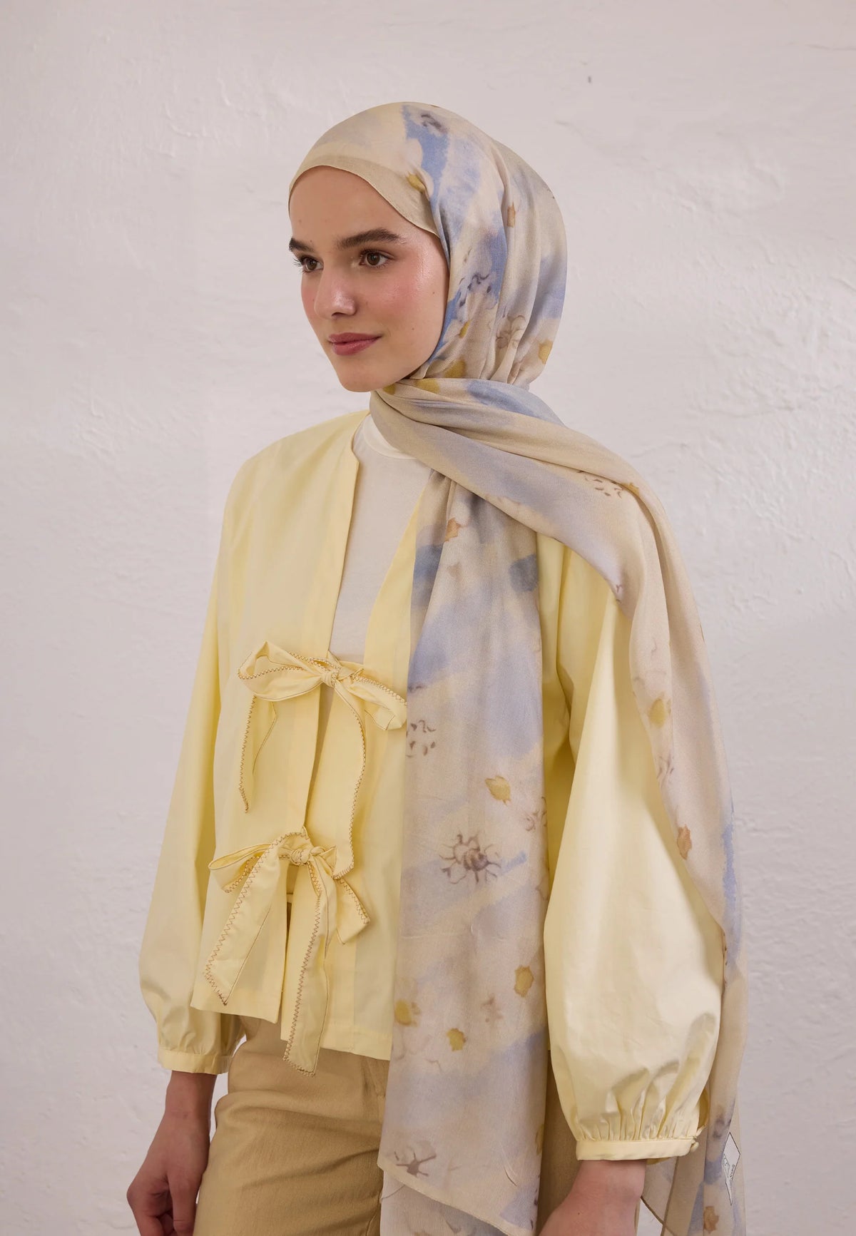 FRESH SCARFS | Soft Daisy Patterned Ramie Scarf